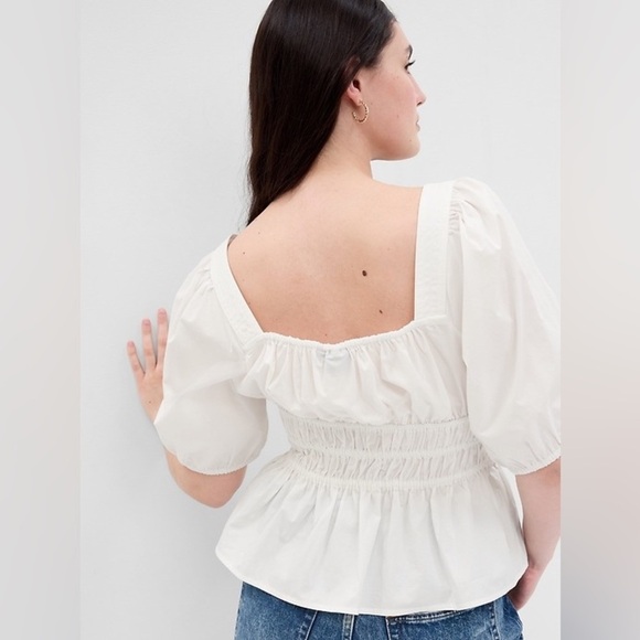 GAP Puff Sleeve Cinched Waist Top - Picture 3 of 8
